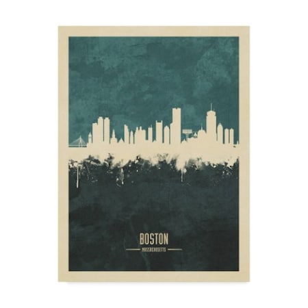 Michael Tompsett 'Boston Massachusetts Skyline Teal' Canvas Art,24x32